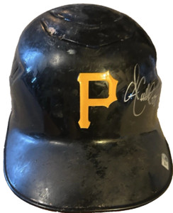 Game Used Worn Andrew McCutchen Signed Pirates Photomatched Helmet Hammered