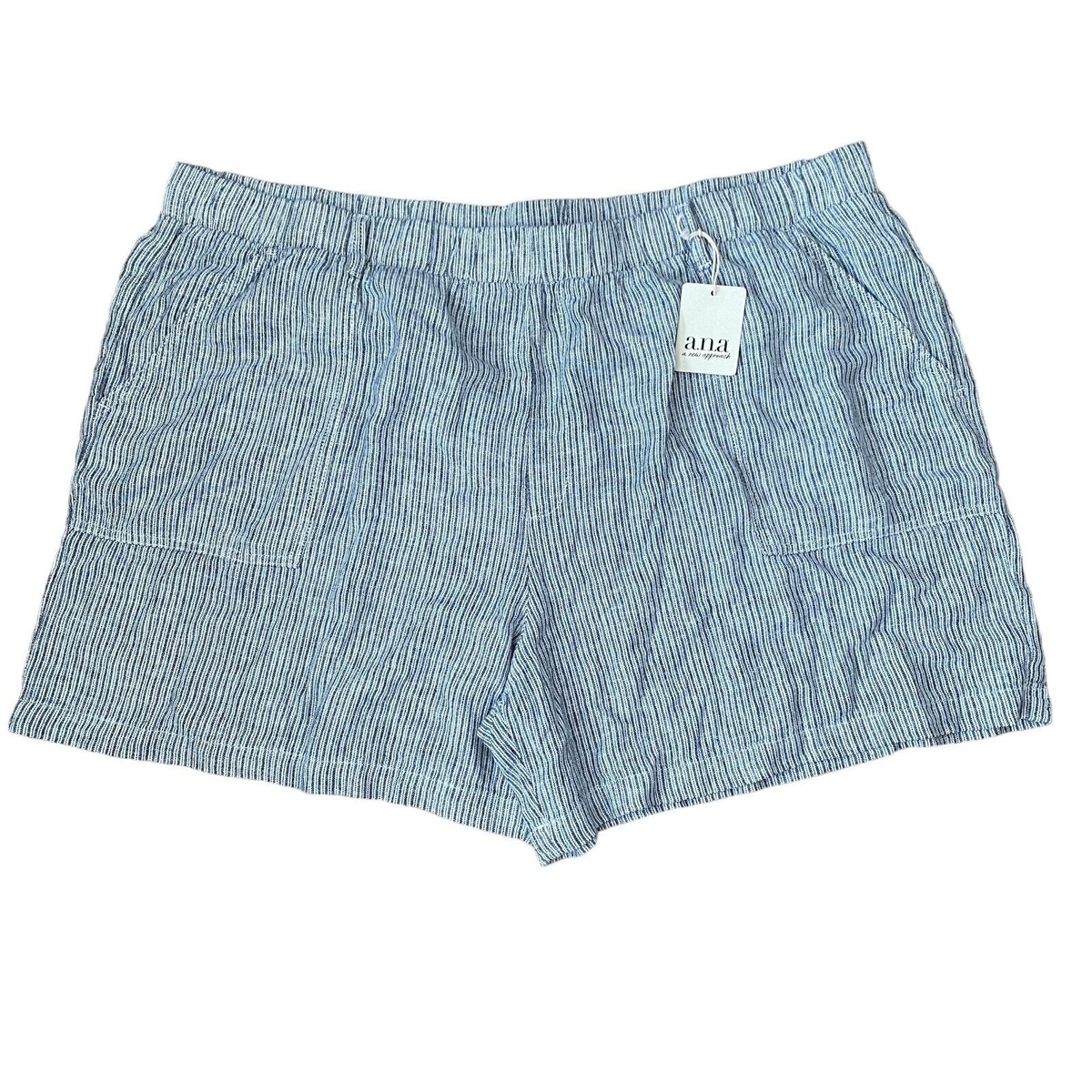 Linen Blend Striped Blue and White Plus Size 3X 4th of July