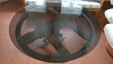 Tisch Wagenrad Wagenradtisch, antik, Unikat, schwere Glasplatte, handgeschmiedet