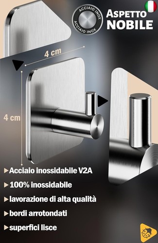 Menz Ganci adesivi bagno, 6 pezzi - Ganci appendi accappatoio bagno, ganci - Foto 5 di 6