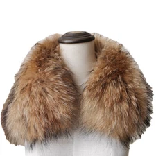 Real Raccoon Fur Collar Scarf Shawl For Coat Jacket Smooth natural brown