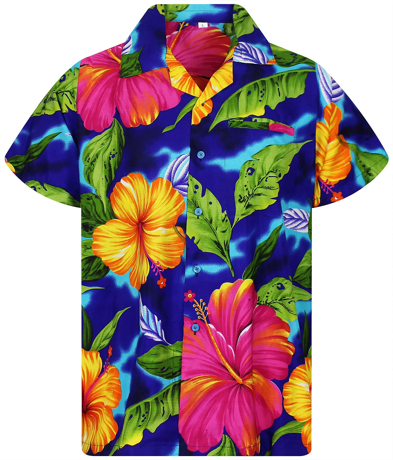 Funky Hawaiian Shirt Big Flower Dark Blue