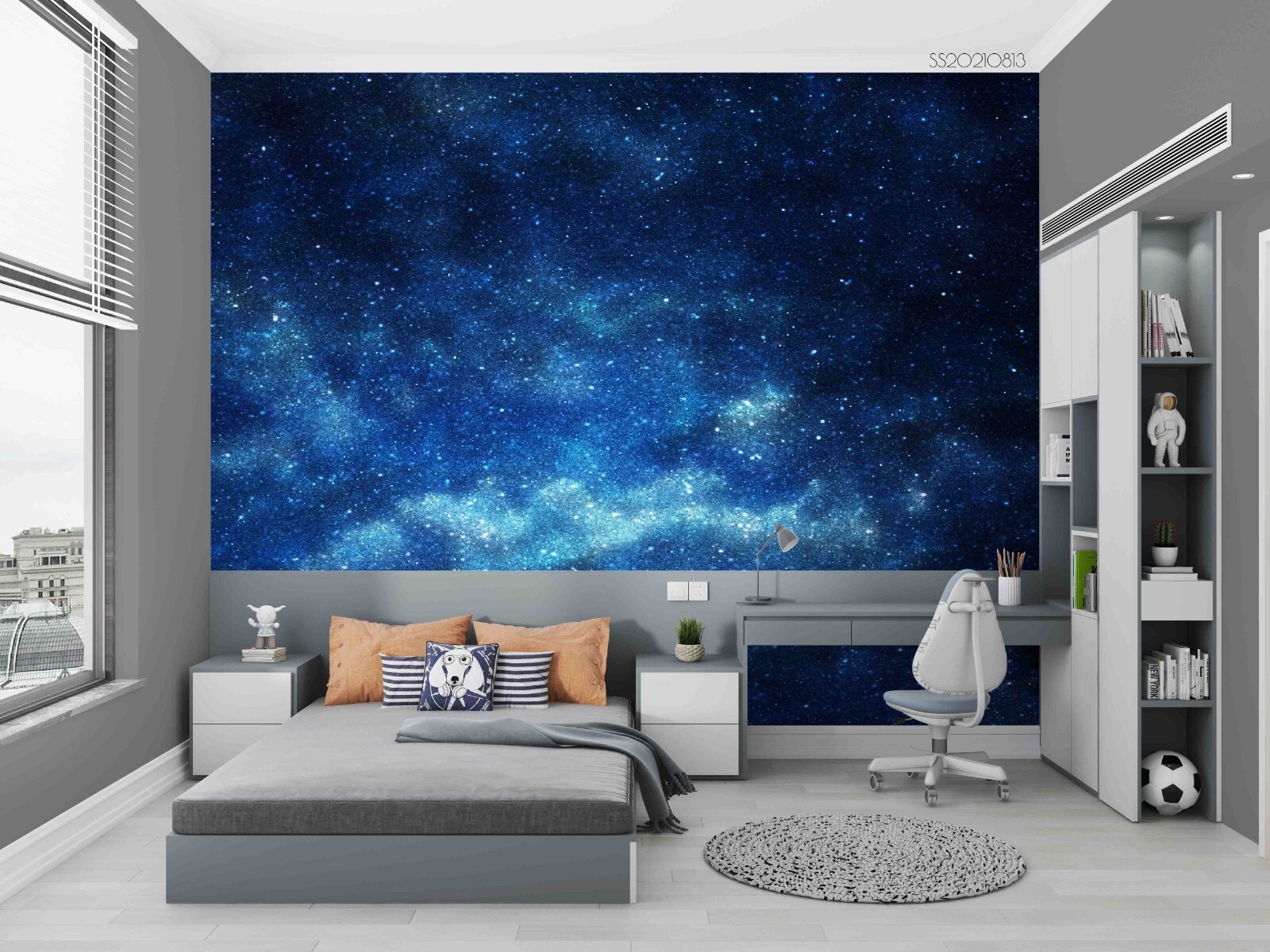 3D Blue Star Sky Wall Murals Wallpaper Murals Wall Sticker