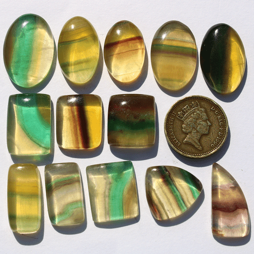 13 Pcs Natural Rainbow Fluorite Top Quality 19mm-28mm Mix Cabochon Gemstones Lot - Picture 2 of 11