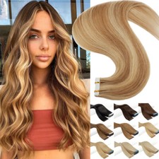 Tape In On 100 Remy Human Hair Extensions Skin Weft Highlight 60PCS 150gram USA