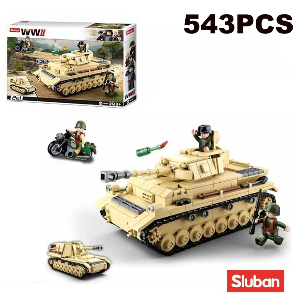 Sluban 543PCS WW2 Army Panzer IV Tank Building Blocks Military Weapons Bricks - Image 2 of 4