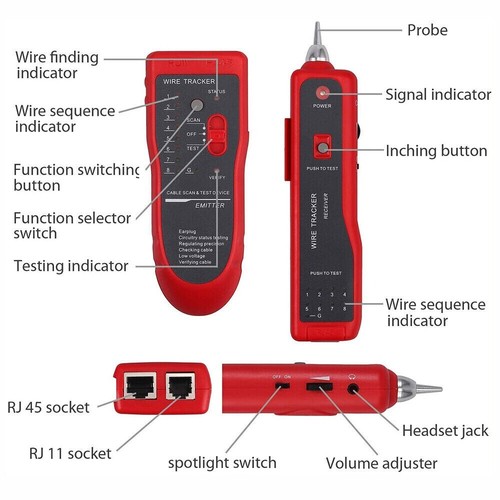 Wire Tracker RJ11 RJ45 Cable Tester Line Finder Ethernet LAN Network Cable Toner - Picture 2 of 13