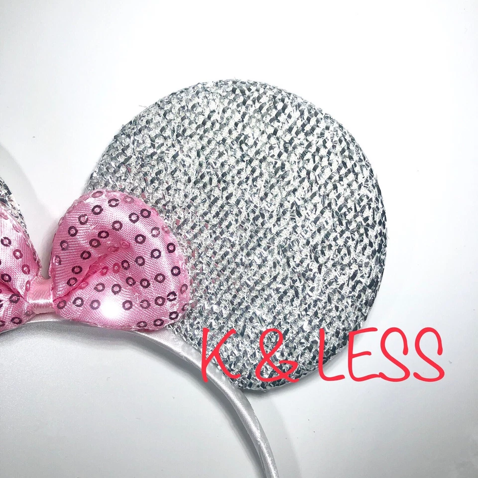 6 piezas Diademas Orejas Minnie Mickey Mouse Rosa Brillante Plata Favores de Fiesta de Cumpleaños Foto 2 de 3
