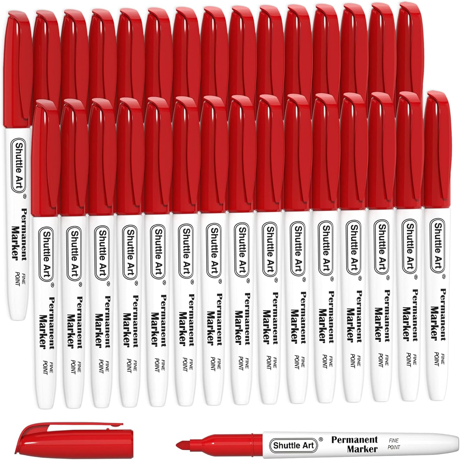 30-Pack Red Fine Point Permanent Markers for Bold Writing-image