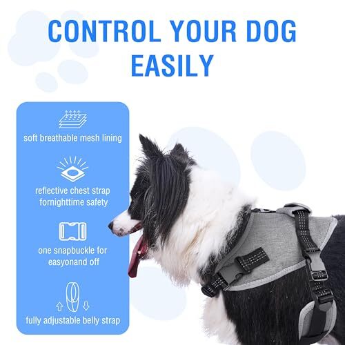 Tactical Dog Harness forarge Dogs, Reflective Nylon Vest,Heavy Duty Dog