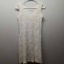 Calvin Klein Dress Womens Size 4 White/Ivory Lace Knee Length Tank Top