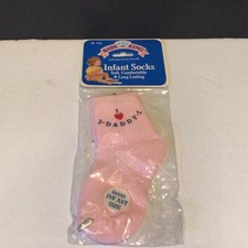 Baby King Vintage 1992 Pink Infant Socks I Love Daddy Size 0 - 9 BK955