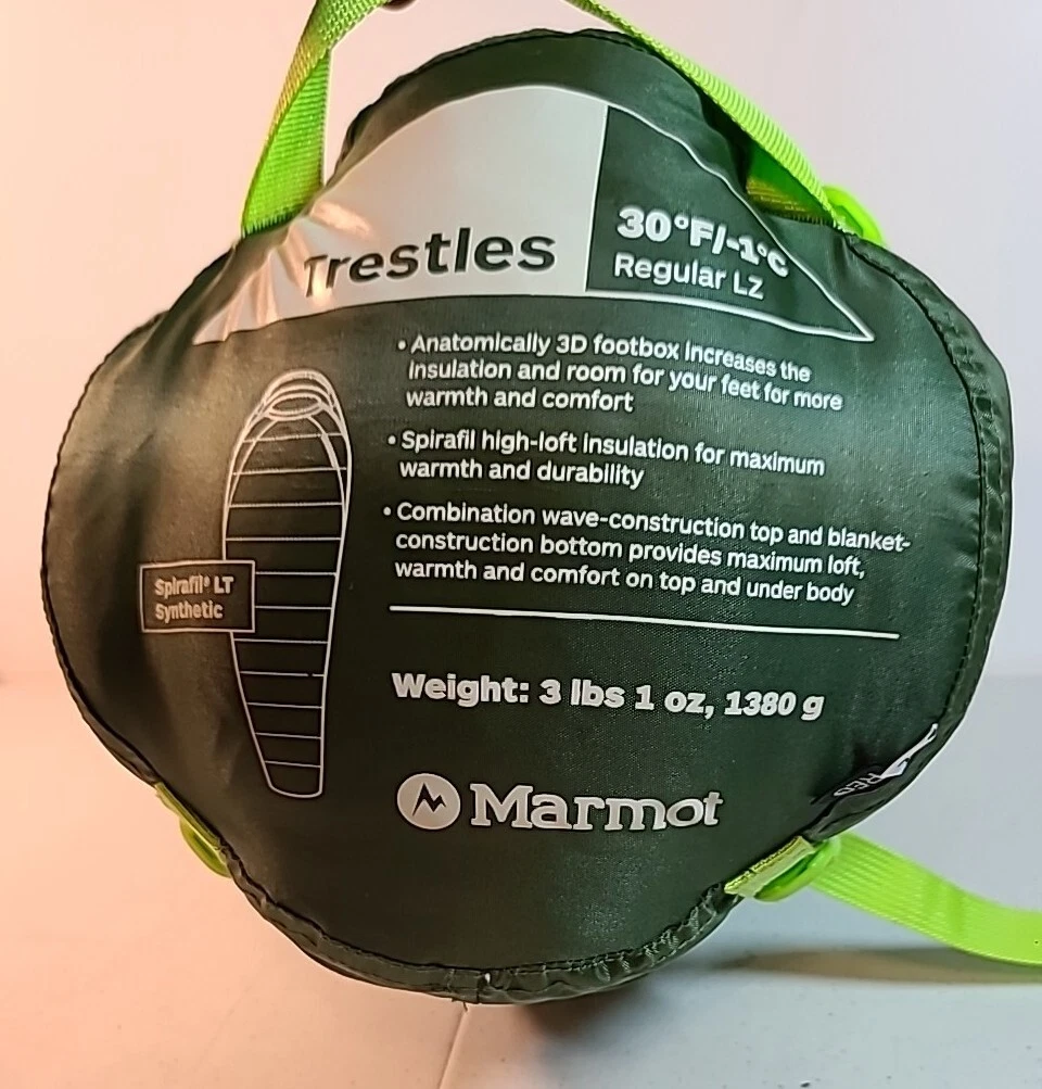 Mummy sleeping bag LZ REG Left 6 foot Marmot Trestles 30f -1c degree