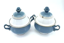Denby-Langly Castile Individual SOUP SERVER w Lid Set of 2 Blue Vintage England