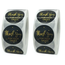 1000Pcs 1.5"/1" Thank You Stickers Self-Adhesive Label for Your Order Stickers
