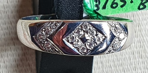 Bague Or Blanc 18 Carats Avec Zirconites - Taille 14 - 1,95g - Neuf Avec étiquettes - Cadeau Parfait