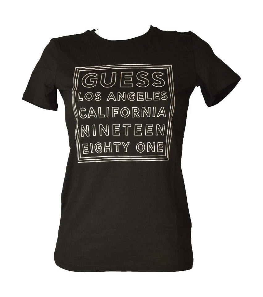 GUESS Damen-T-Shirt, kurzärmeliges T-Shirt mit Rundhalsausschnitt, Aufdruck und - Bild 1 von 1