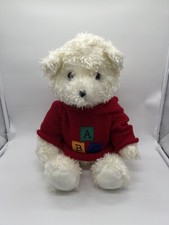 Animal Alley cream white fluffy teddy bear plush in alphabet sweater