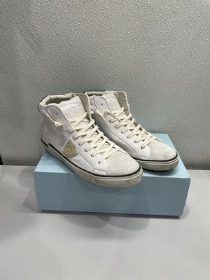 Philippe Model Paris PRSX High Top Sneakers Men's US 9.5, White & Beige