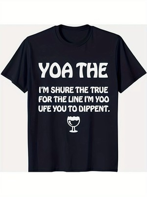 Funny ''Yoat the'' Men'S Black T-shirt-Bold White Text and Glass Pattern, Sof