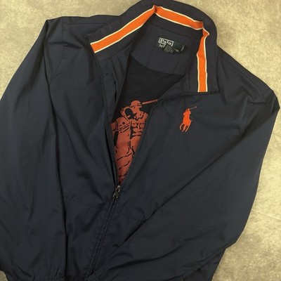 Polo Ralph Lauren Jacket Mens M Blue Navy Full Zip Mesh Big