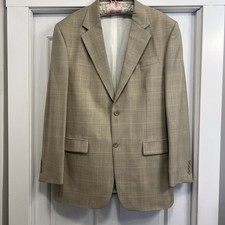Oscar De La Renta Blazer Men 41L Tan Glen Plaid Wool Suit Coat Jacket Classic
