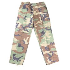 Vintage US Army BDU Pants Mens Medium Regular Woodland Camo Cargo Button Fly 80s