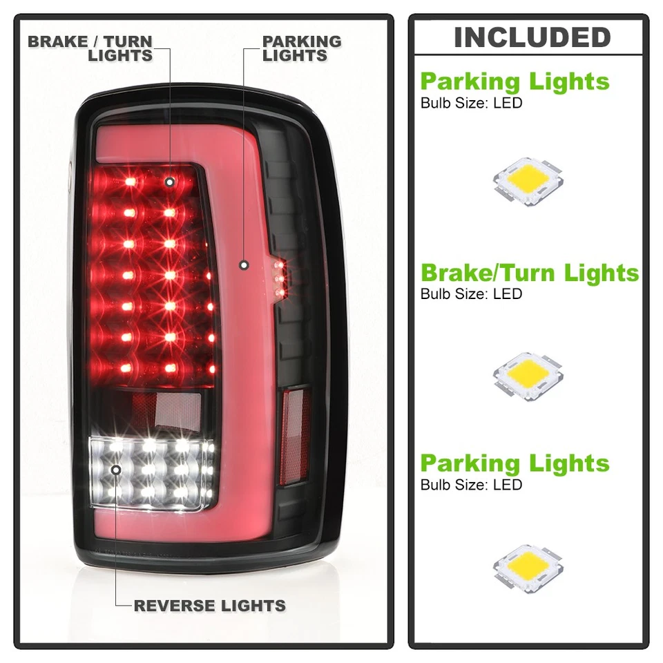 2000-2006 Chevy Suburban Tahoe GMC Yukon LED Tube Tail Lights Lamps Left+Right - Image 4 of 4
