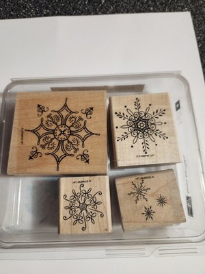 Stampin Up Serene Snowflakes wood mount