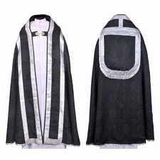 New Black Cope & Stole Set, Capa Pluvial, Chape, Far Fronte