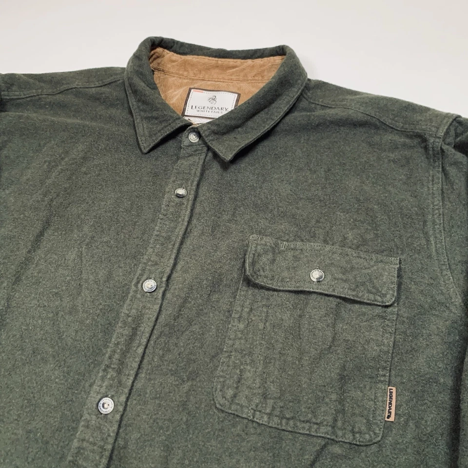 Legendary Whitetails Buck Camp Long Sleeve Button Up Flannel Men 3XT Dark Green - Image 3 of 4