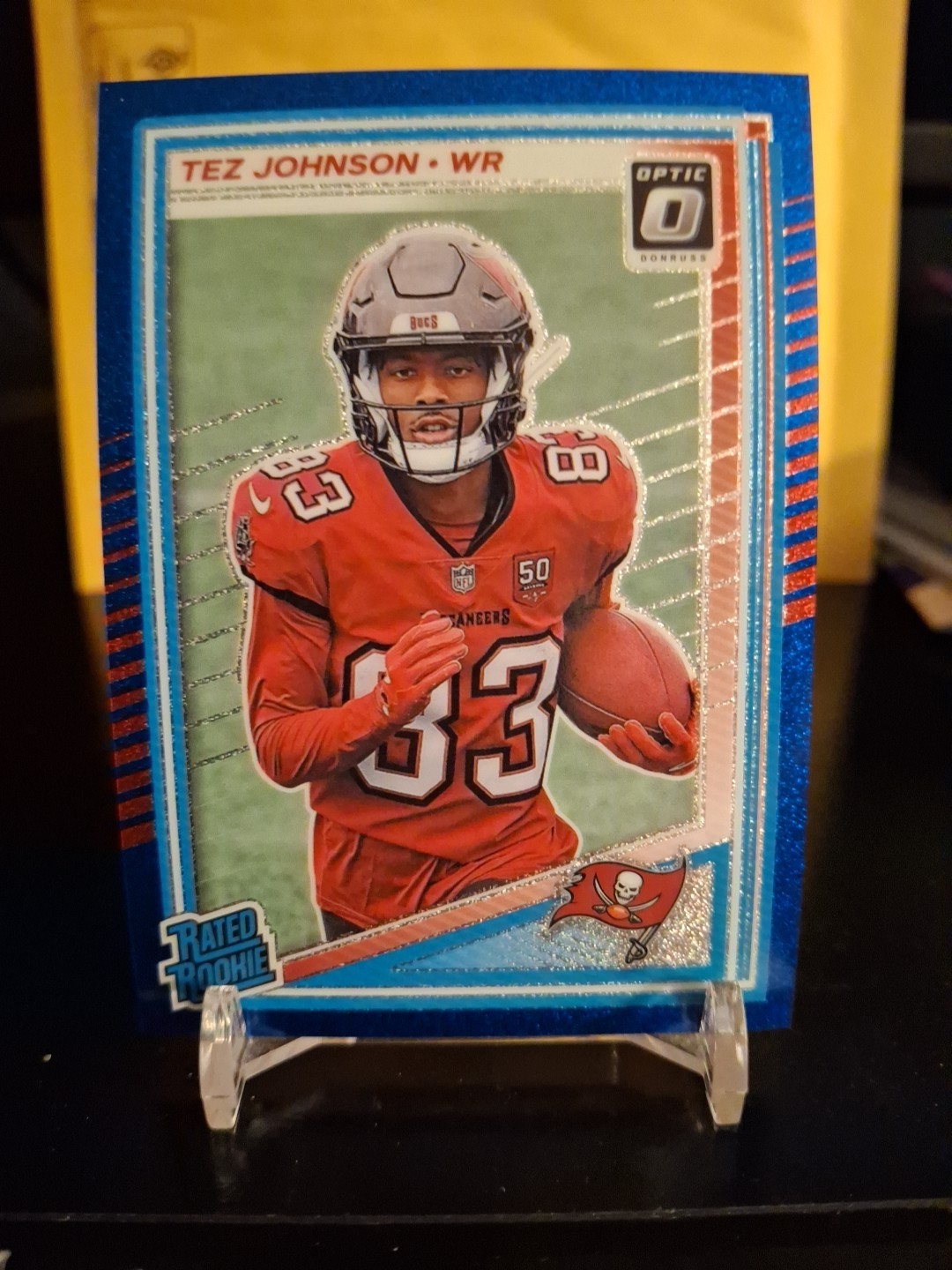 2025 Donruss Optic Tez Johnson Rated Rookie Blue Glitter RC #231 Buccaneers SSP