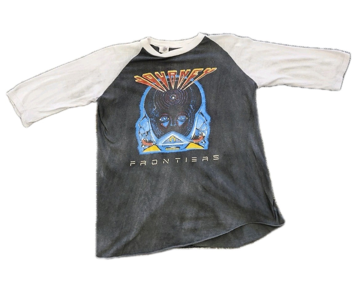 Vtg 80s Journey Band Tee Raglan Sleeve sz Small Single Stitched