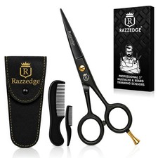 5" Stainless Steel Beard Mustache Scissors Set with Combs Travel Pouch - Gro
