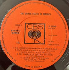THE UNITED STATES OF AMERICA LP 1968 UK CBS S 63340 Stereo RARE First Pressing