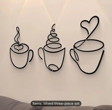 Coffee Cup Metal Wall Art Decor Wall Hanging for Home kitchen Office Living Room