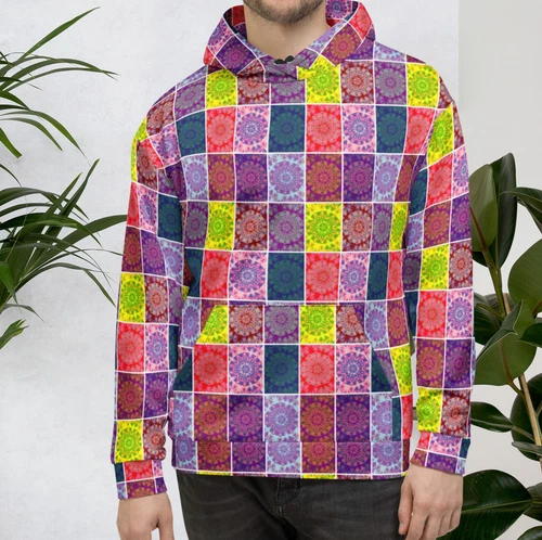 Unisex Hoodie Flower Art Block Design Original Made to order - product listing photo