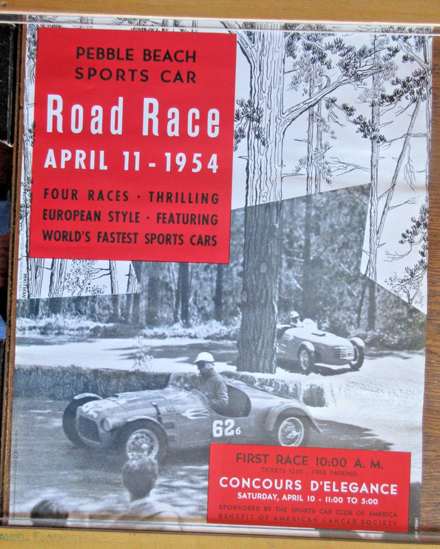 1954 PEBBLE BEACH SPORTS CAR ROAD RACE reprint poster 16x20 Excellent Unused