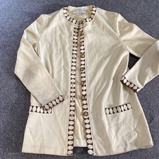 St John Collection Jacket Womens 2 Cream Gold Button Trim Knit Blazer Marie Gray
