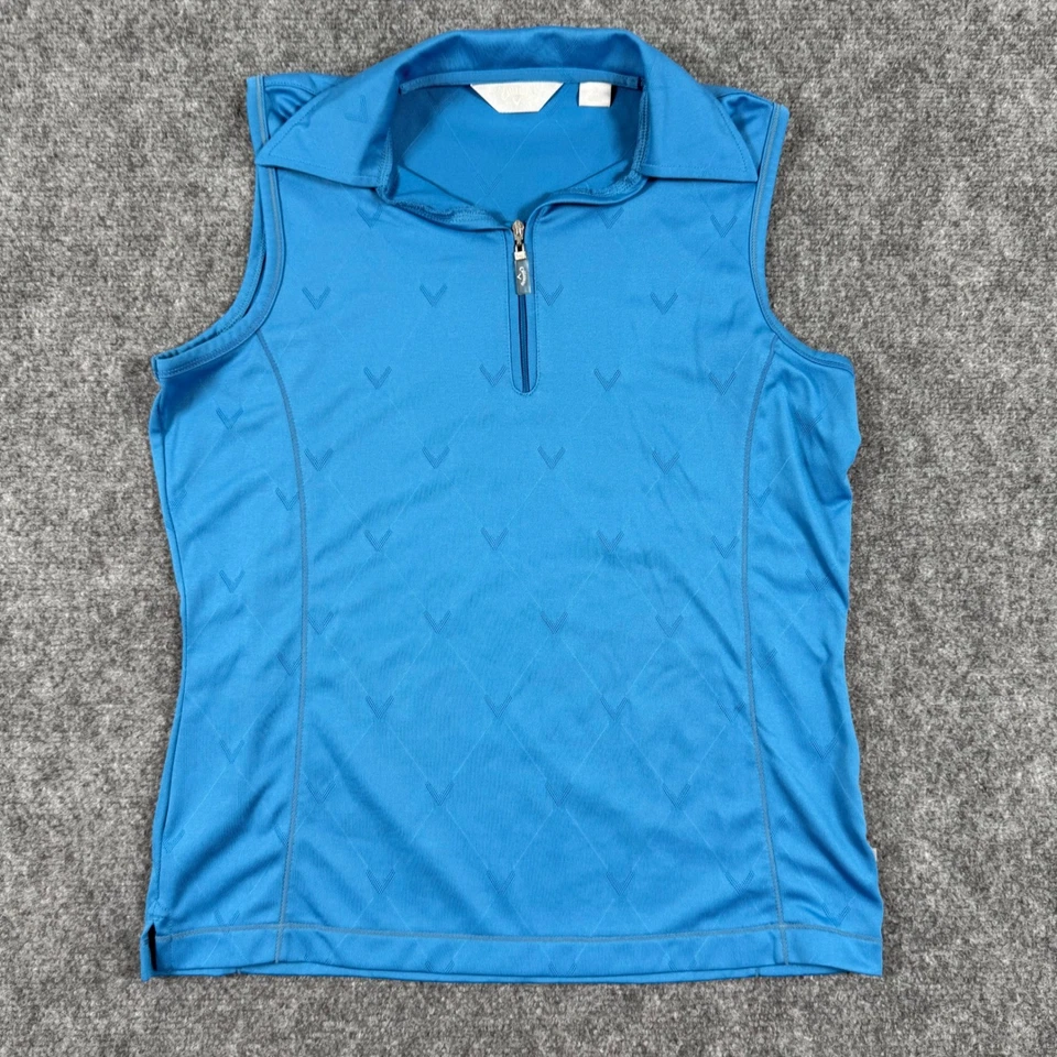 Camisa de golf Callaway para mujer sin mangas azul mediana polo con cremallera atlética Foto 2 de 4