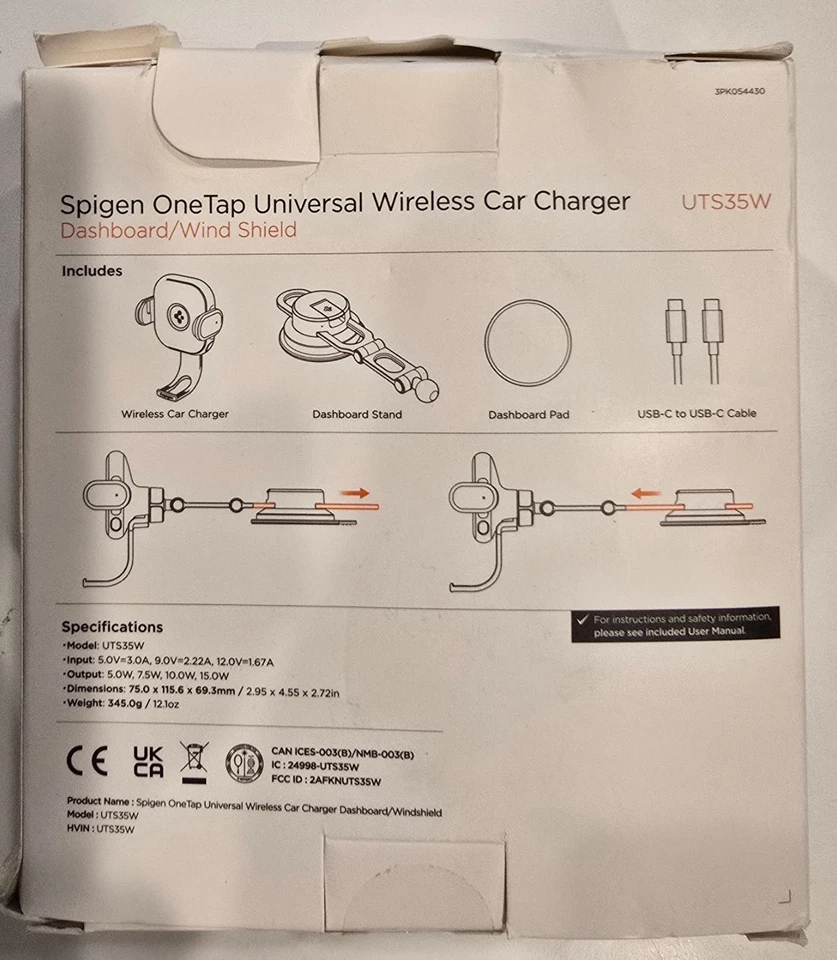 Spigen OneTap Wireless Car Charger Dashboard Windshield Mount UTS35W Black - Image 2 of 3