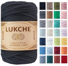 Braided Cotton Macrame Cord Black 3mm x 93 Yards Colored Bohemia Rope