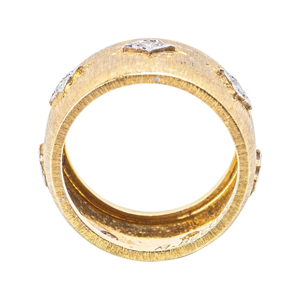 Anel de banda larga Buccellati ouro 18K e diamante - Imagem 4 de 4