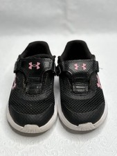 NWT Toddler Girls Black Pink Under Armour Surge Tennis Shoes, 7K