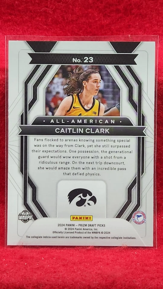 2024 Panini Prizm Draft Picks All-American Caitlin Clark #23 Rookie RC - Image 2 of 2