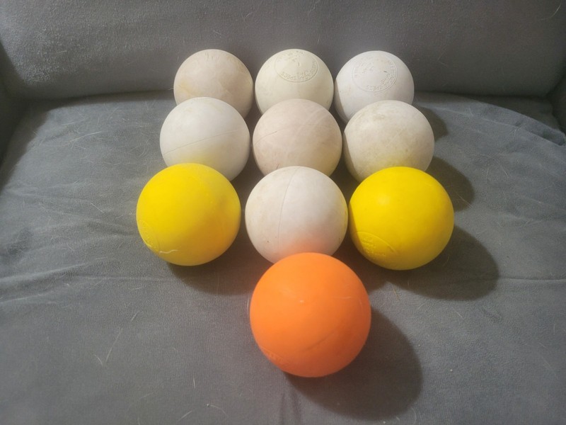 10 multi colored used lacrosse balls great for practice