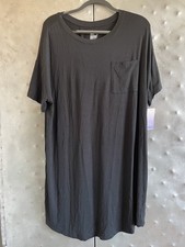 Stars Above Black XXL Short Sleeve Crew Neck Pocket Pajama T-Shirt Dress Gown
