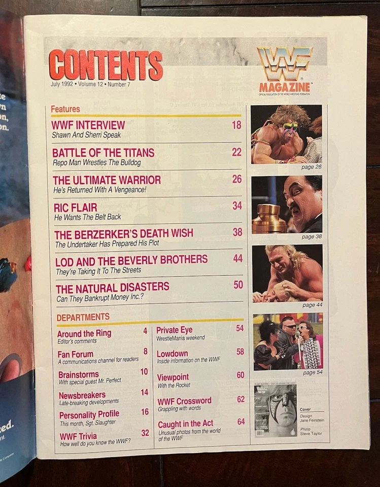 WWF Magazine July 1992 Ultimate Warrior Papa Shango WWE VTG - Image 2 of 4