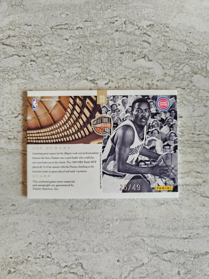 2010-11 National Treasures Joe Dumars签名卡牌球衣手枪名人堂25/49 — 第 3/3 张图片