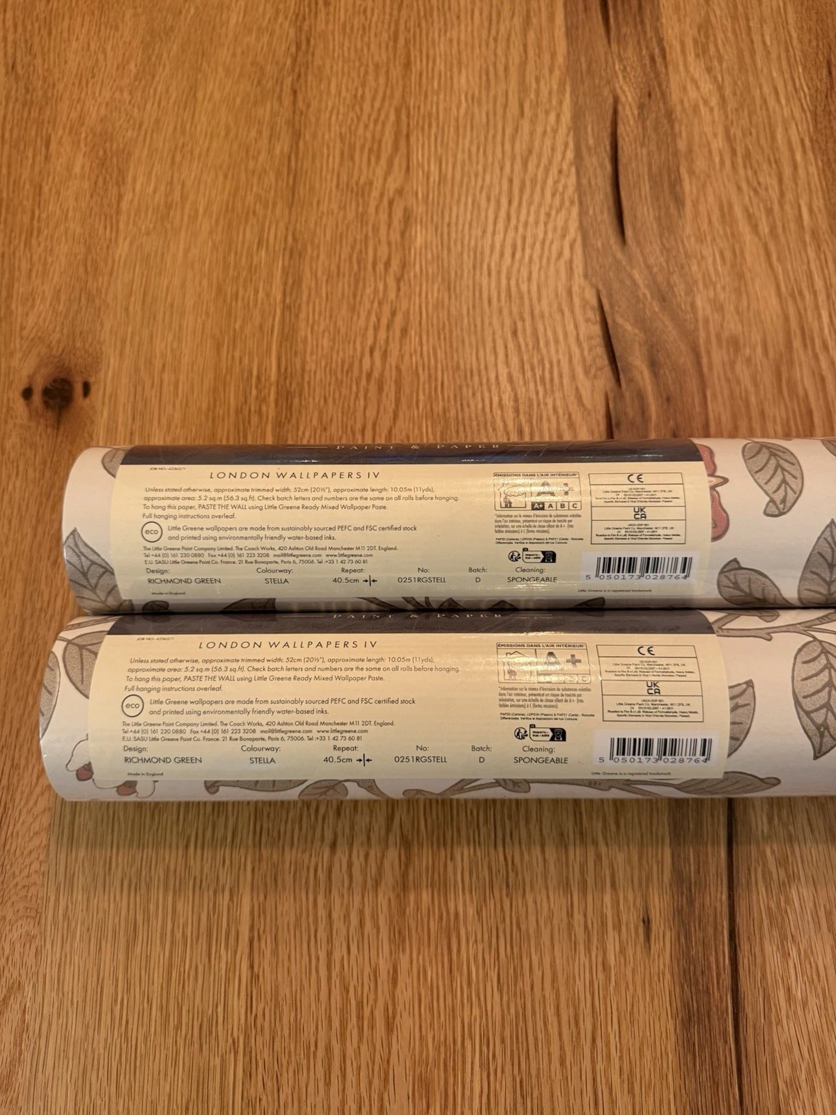 2 Rolls Little Greene Wallpaper Richmond Green Stella 0251RGSTELL - Brand New 3